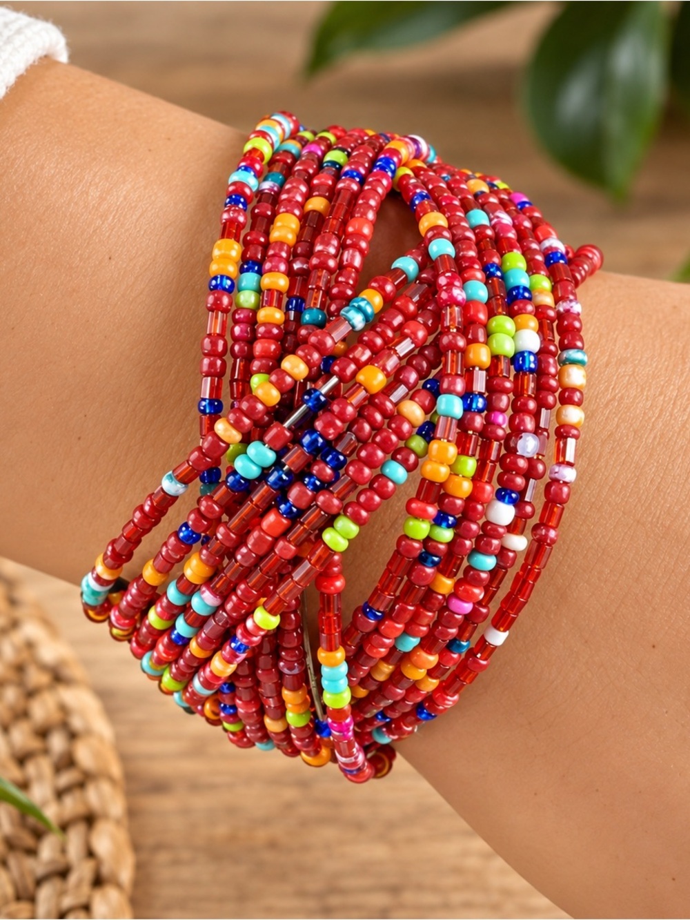 Handmade Maasai Glass Bead Wrap Bracelet – Kenya – Colorful Artisan Jewelry